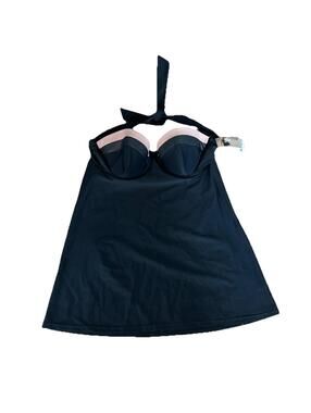 Smart & Sexy Womens Size 36B Tankini Swim Suit Top Black Pink Halter Tie